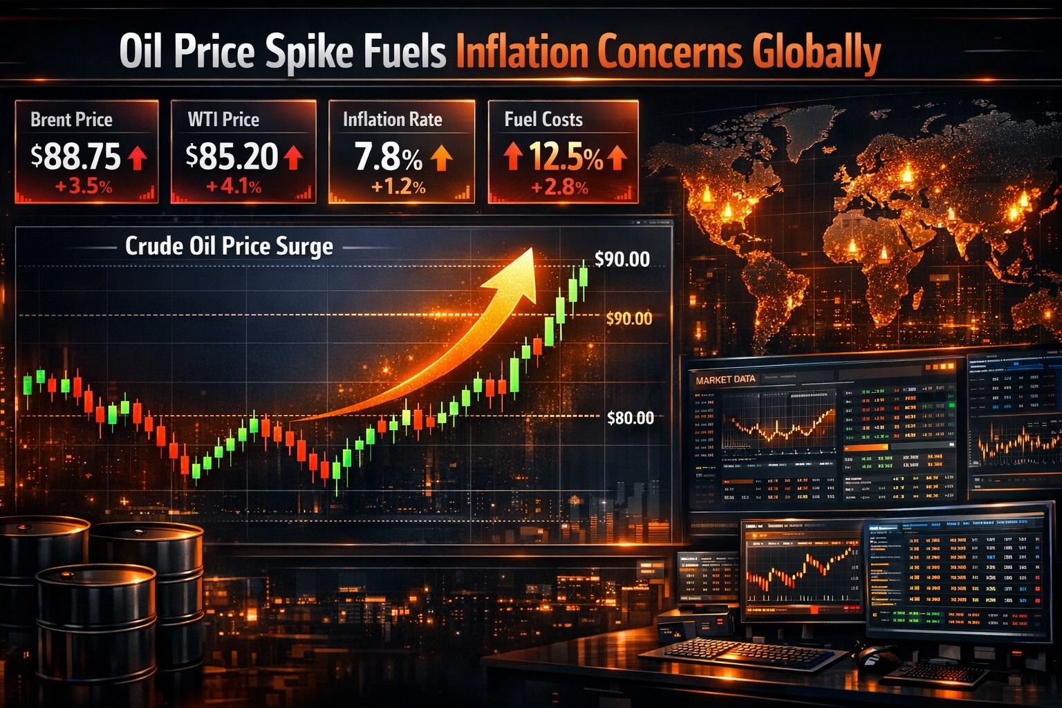 crude oil prices crossing $110 per barrel with inflation impact chart